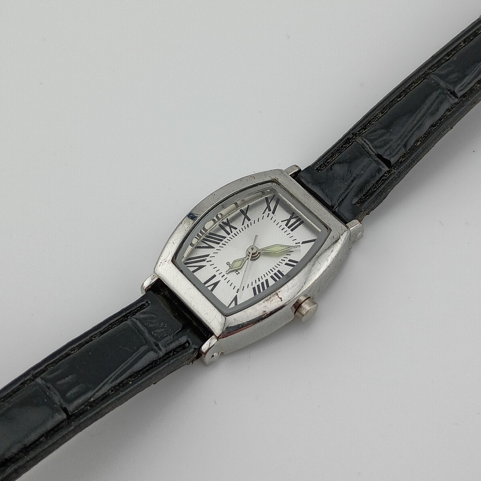 SKC Womens Watch 23mm Silver Dial Silver Case Black Strap, Fresh Battery