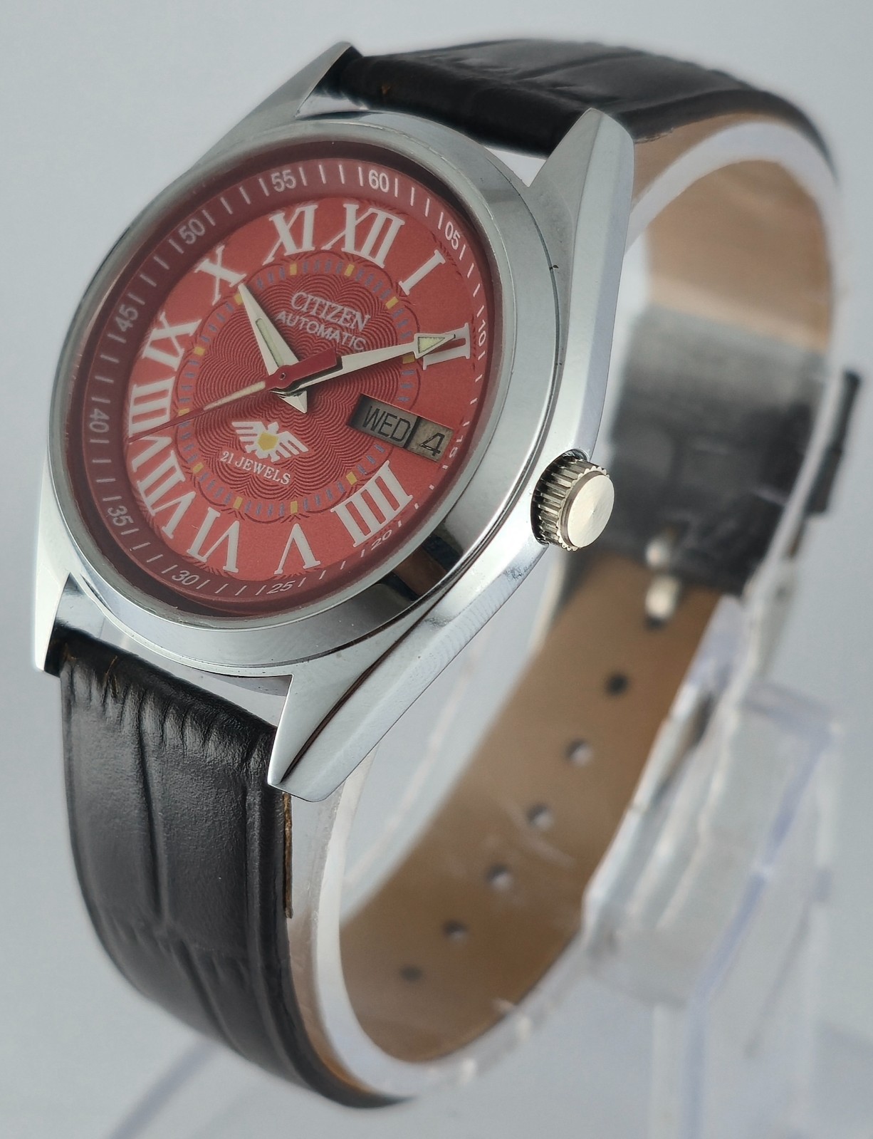 Refurbished Citizen Automatic Orange Dial with Day/Date Men’s Watch | 21 Jewels