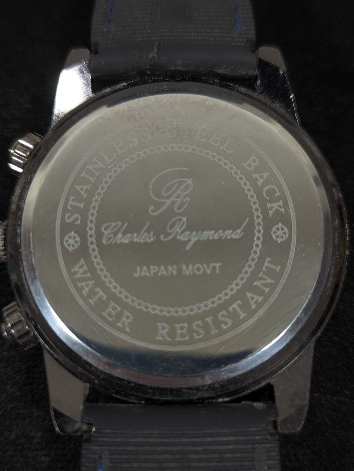 Charles Raymond Blue Dial Rotating Bezel Black Case Silicone Band Watch 8.5 In