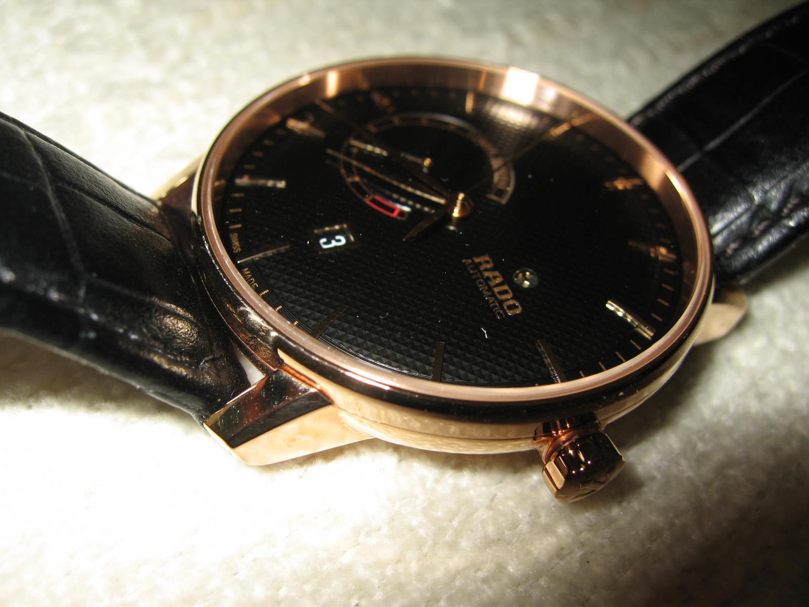 RADO Coupole Classic Automatic Power Reserve Black Dial Rose Gold 41mm Men Watch