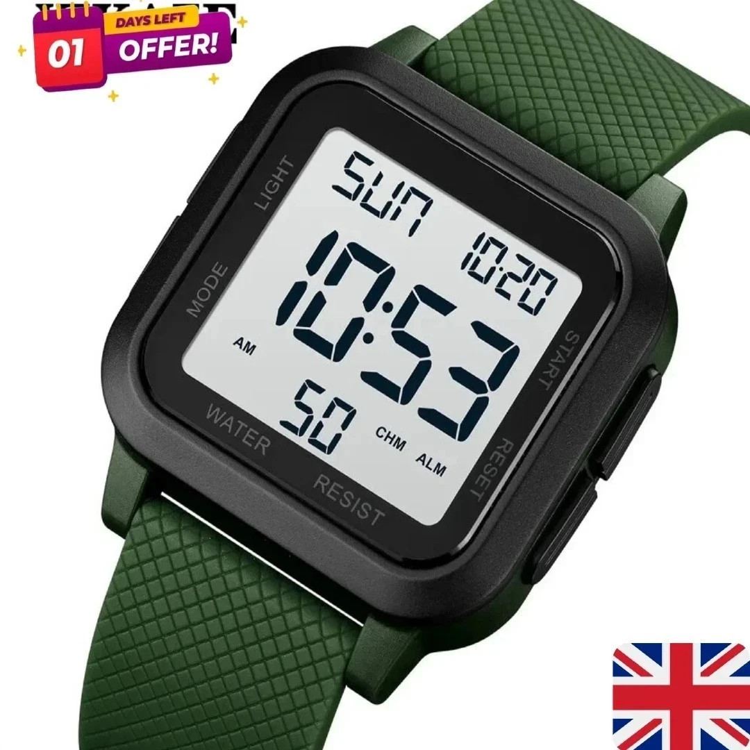 Skmei Mens Military Style Sports Digital Watch – Waterproof/Multiple Colours UK