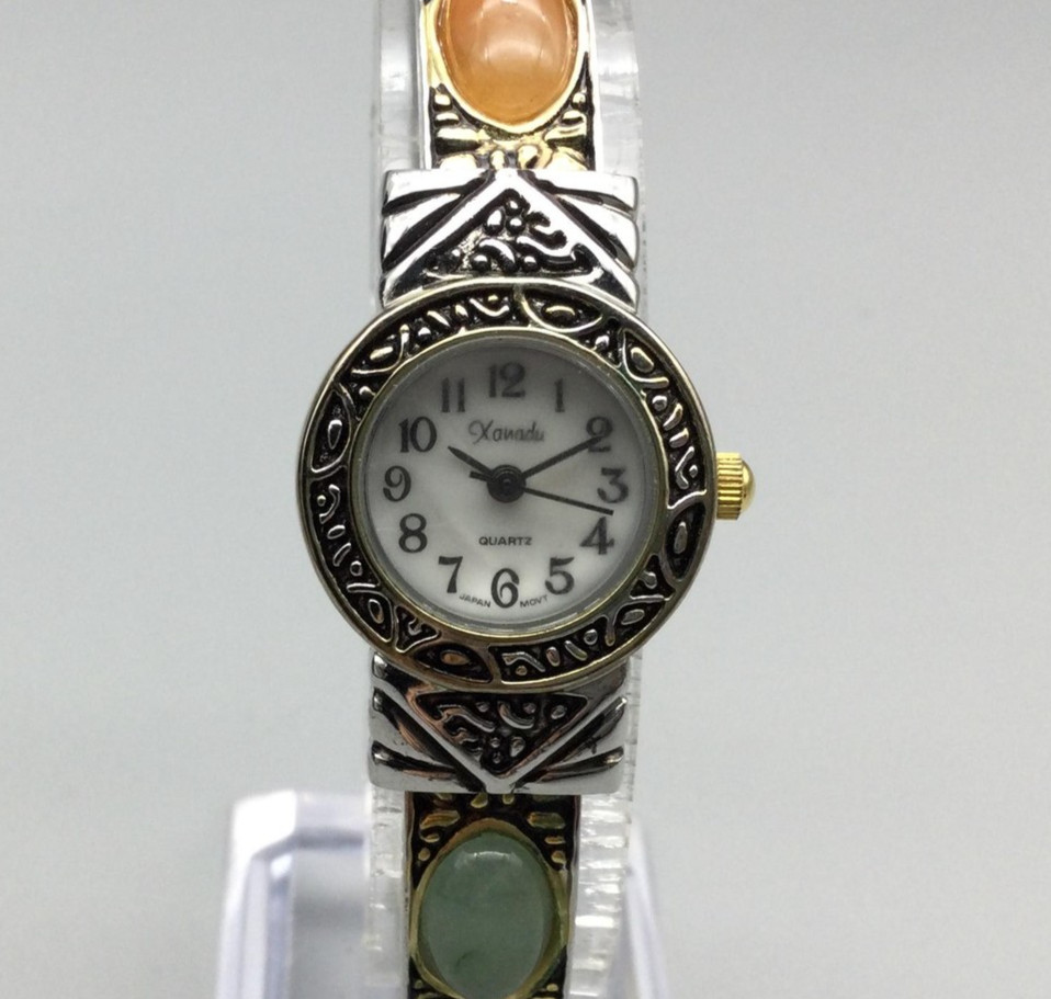 Xanadu Womens 22mm Watch Multicolor Cabochon Stones Open Cuff New Battery