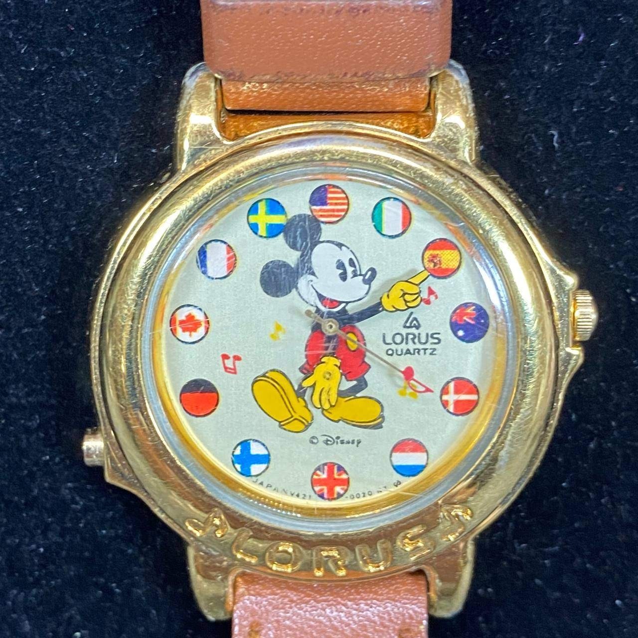 Vintage Lorus Mickey Mouse Musical Watch Flags of the World V421-0020 Disney