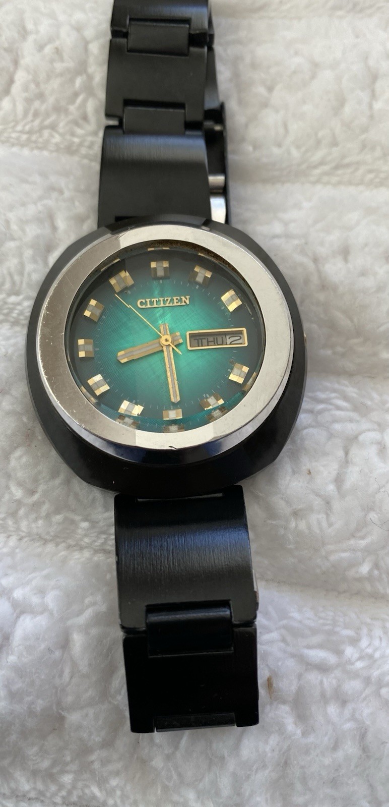 Citizen Watch Automatic Emerald green Band is Small can be changed 1970s Rare