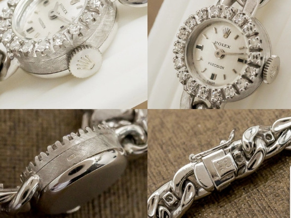 Rolex Ladies’ Precision Diamond-Encircled 18KWG Case Manual 15.5mm Antique watch