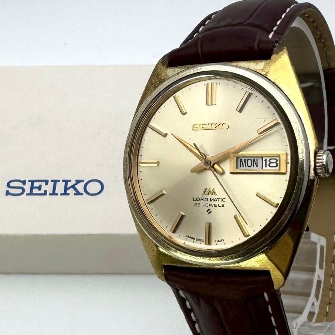 SEIKO Lord Matic 5606-7000 35.2mm Used Watch Automatic Gold Dial Men’s