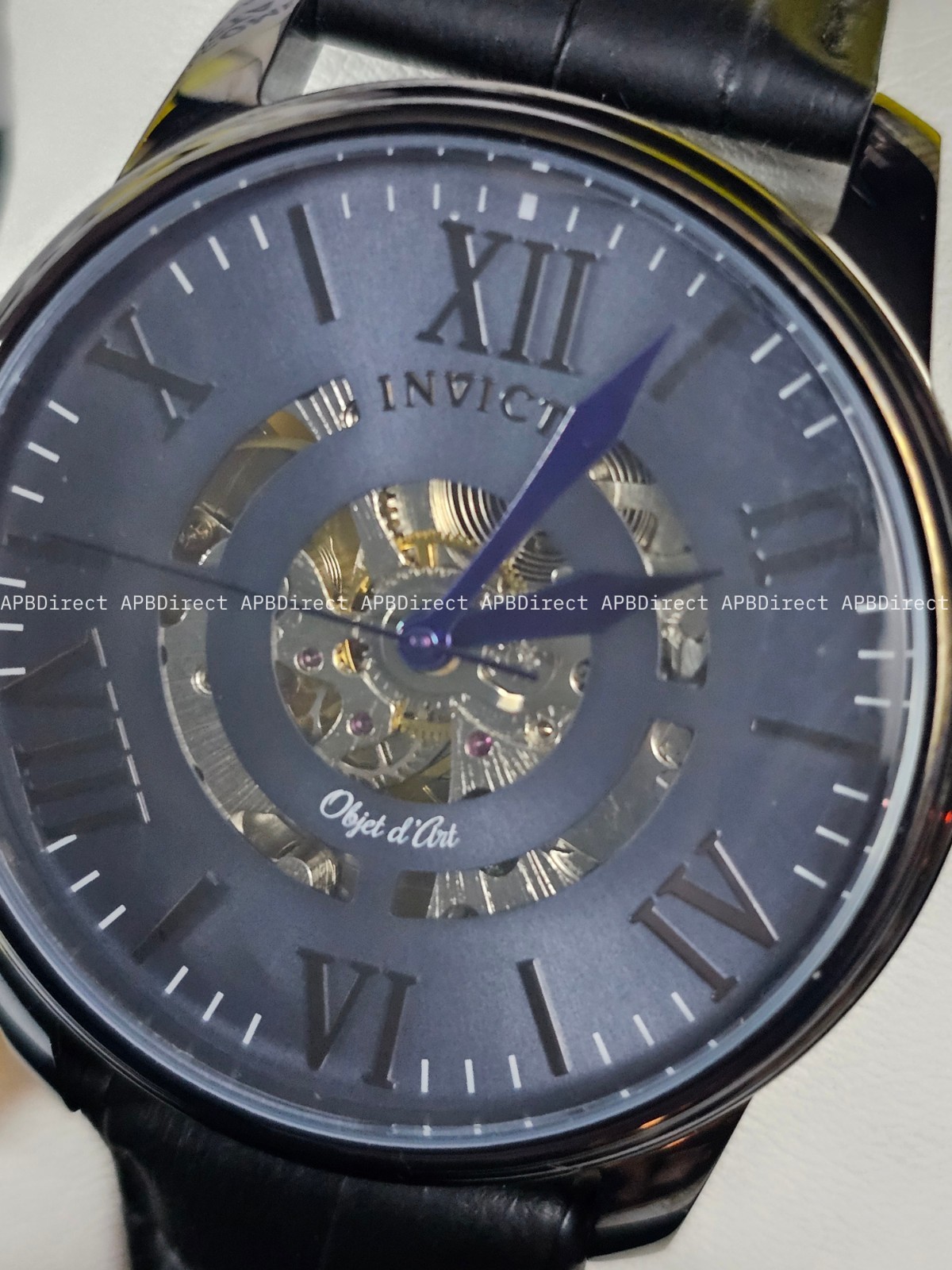 Invicta Objet D Art – Automatic – Skeleton Flame-Fusion Black Leather mens Watch