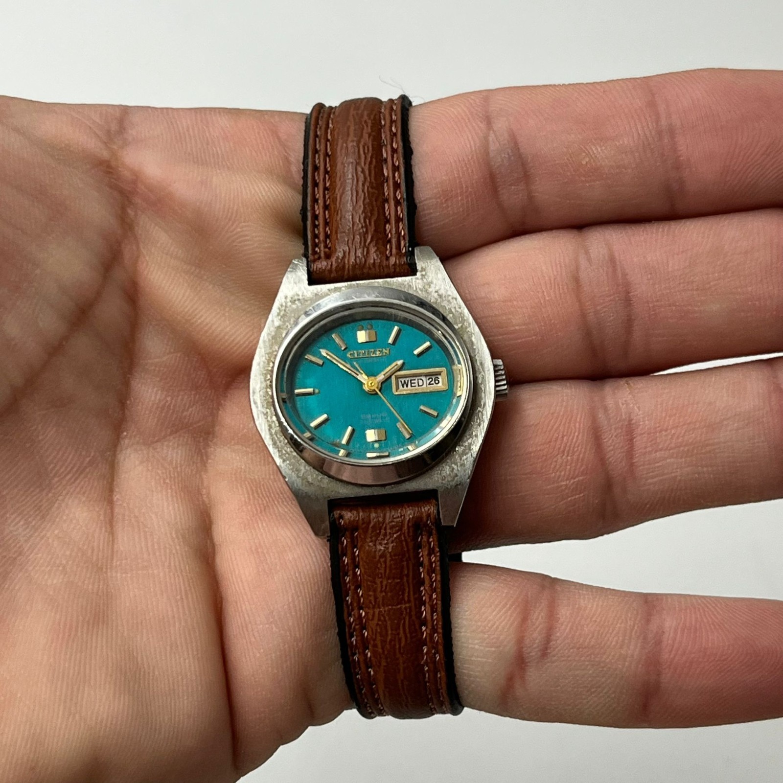 Vintage Citizen Women’s Automatic Watch 64-9279 Japan Made Turquoise Dial 28mm