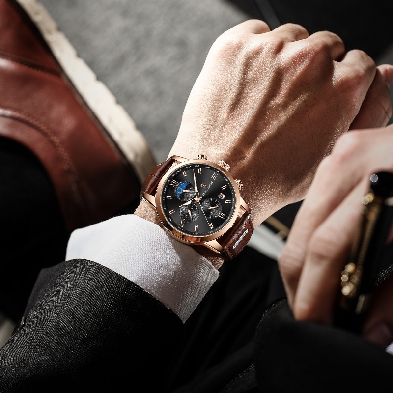 LIGE Men Watch Quartz Analog Luminous Date Waterproof Business Man Wristwatch