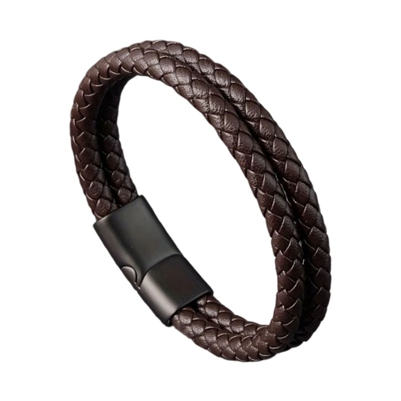 Men Leather Bracelet Multilayer 2.5cm Wide Jewelry Piece 19/21/23cm Brown Black