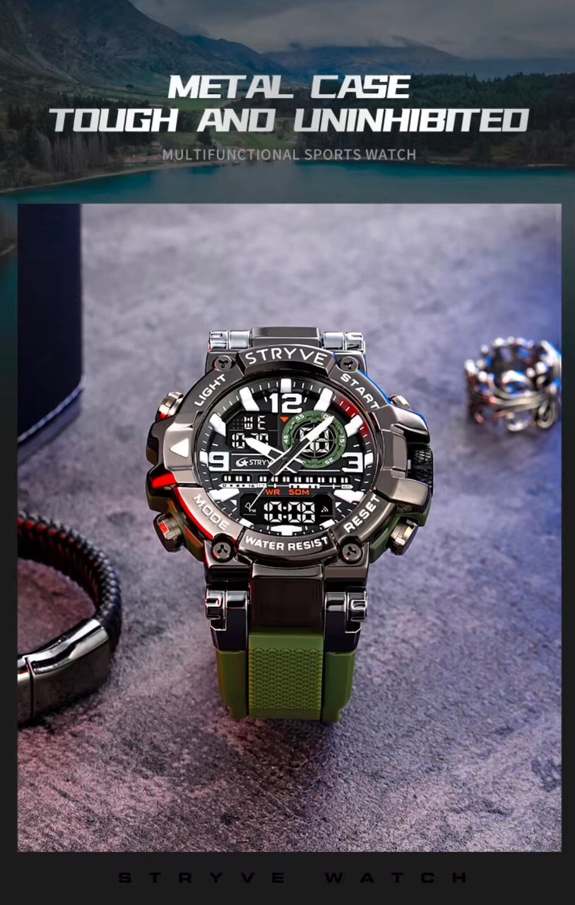 Men Oversize Waterproof Shock Resistant Digital Sport Dual Time WRIST WATCH 55mm
