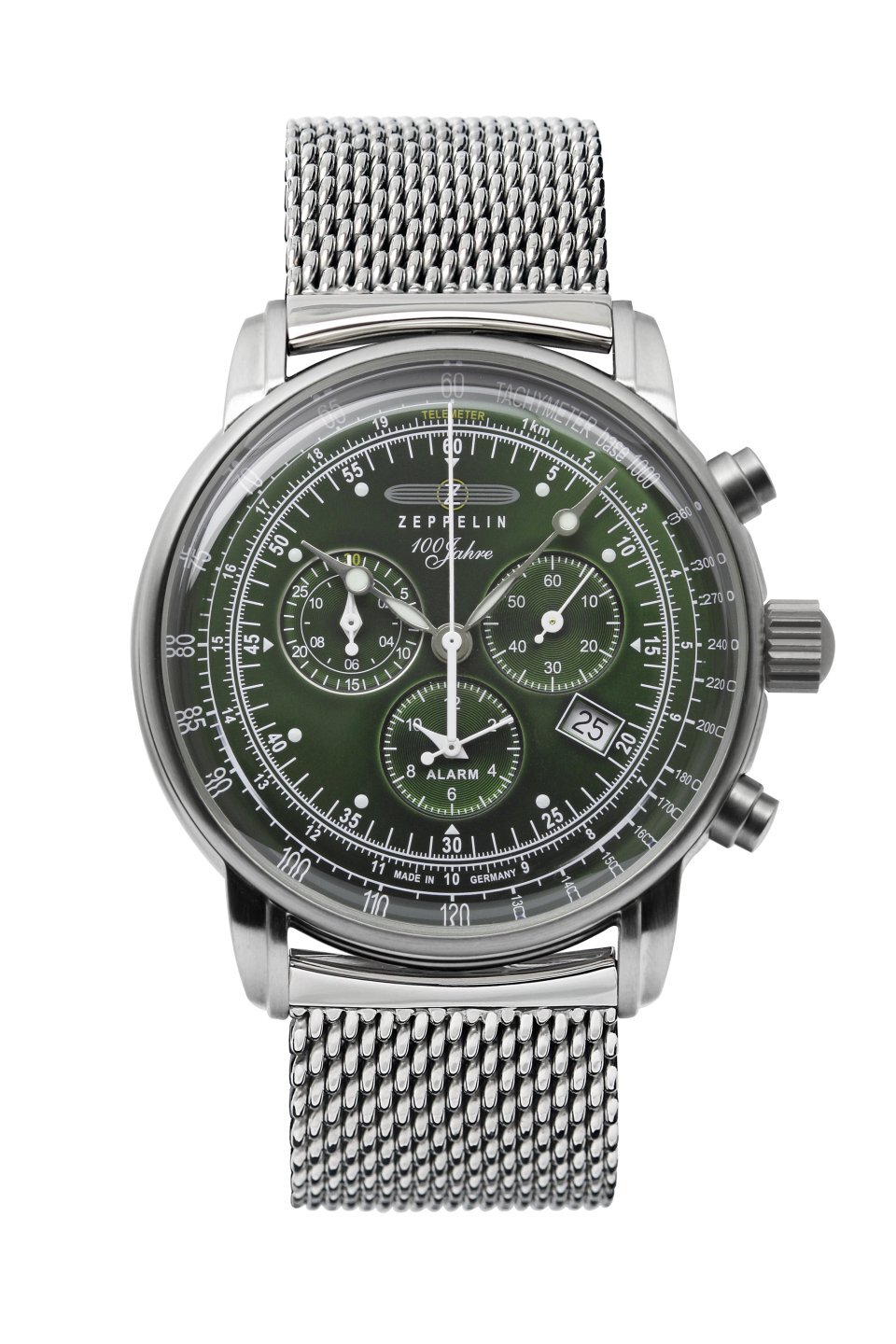 Zeppelin 8680M4 Men’s Quartz Chronograph Analogue Watch with Metal Strap, Silver