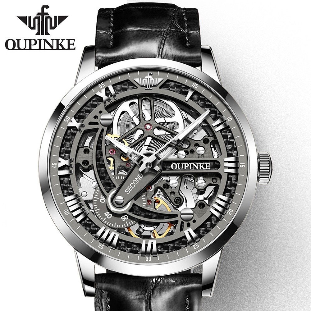 Automatic Mechanical Watch Waterproof Skeleton Luxury Dial Men Men’s Strap