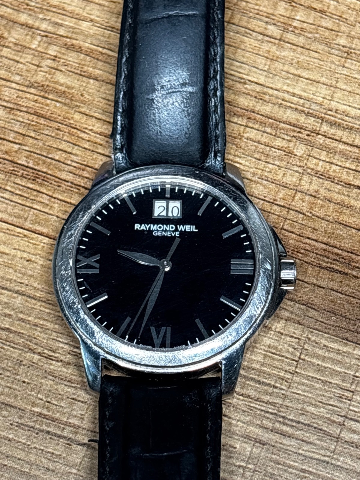 Raymond Weil mens watch, needs new battery, strap shows wear