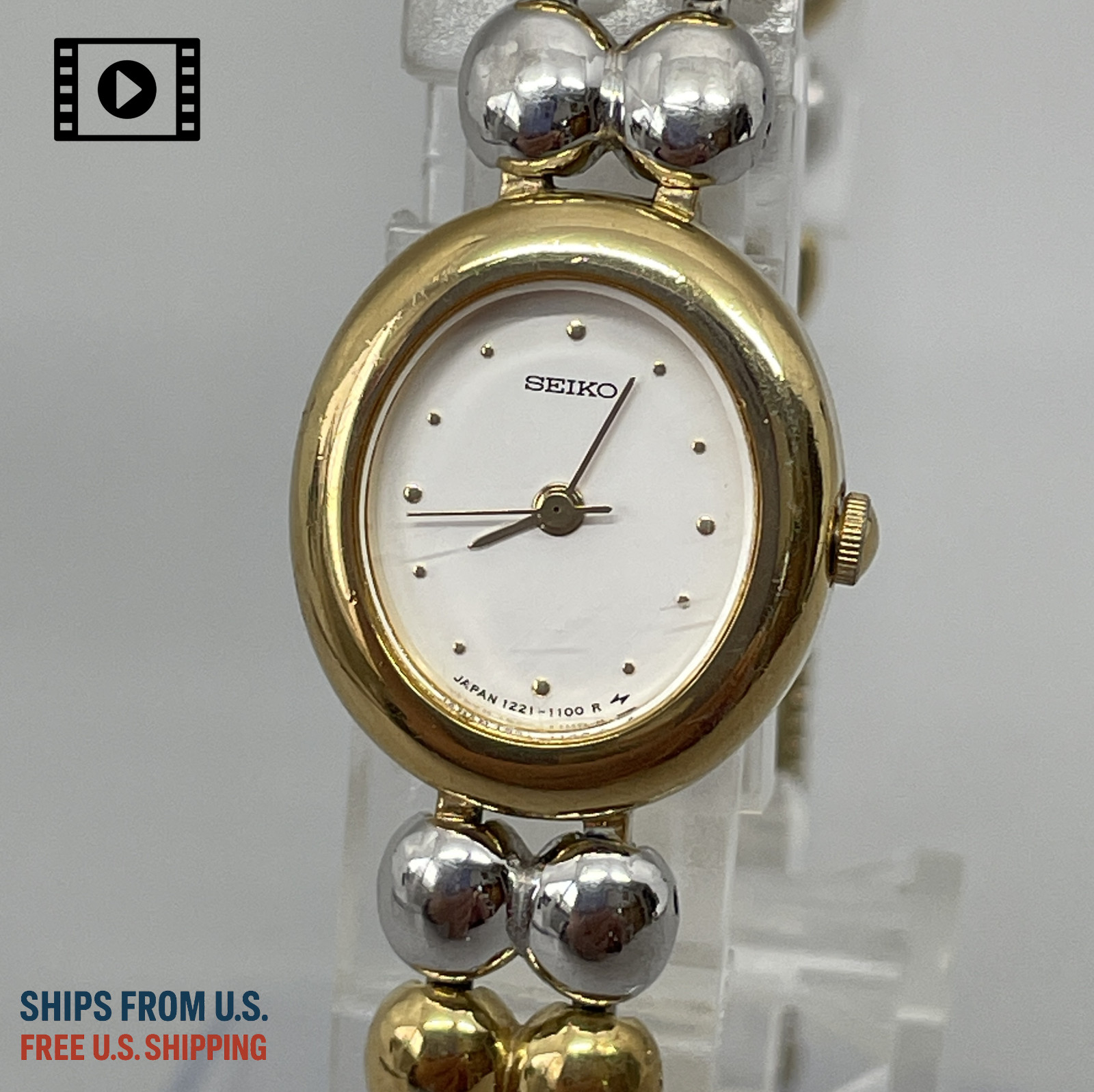 Seiko Tisse 1221-5790 Vintage 1986 [US Stock] Gold Oval Quartz Women Watch Exc+5