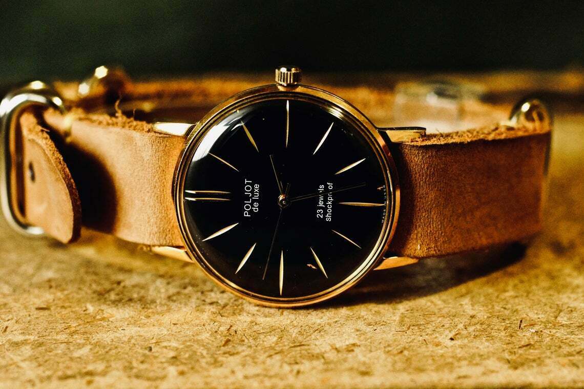 Watch POLJOT De Luxe Vintage Mechanical Luxury leather strap Men’s Ultra SLIM