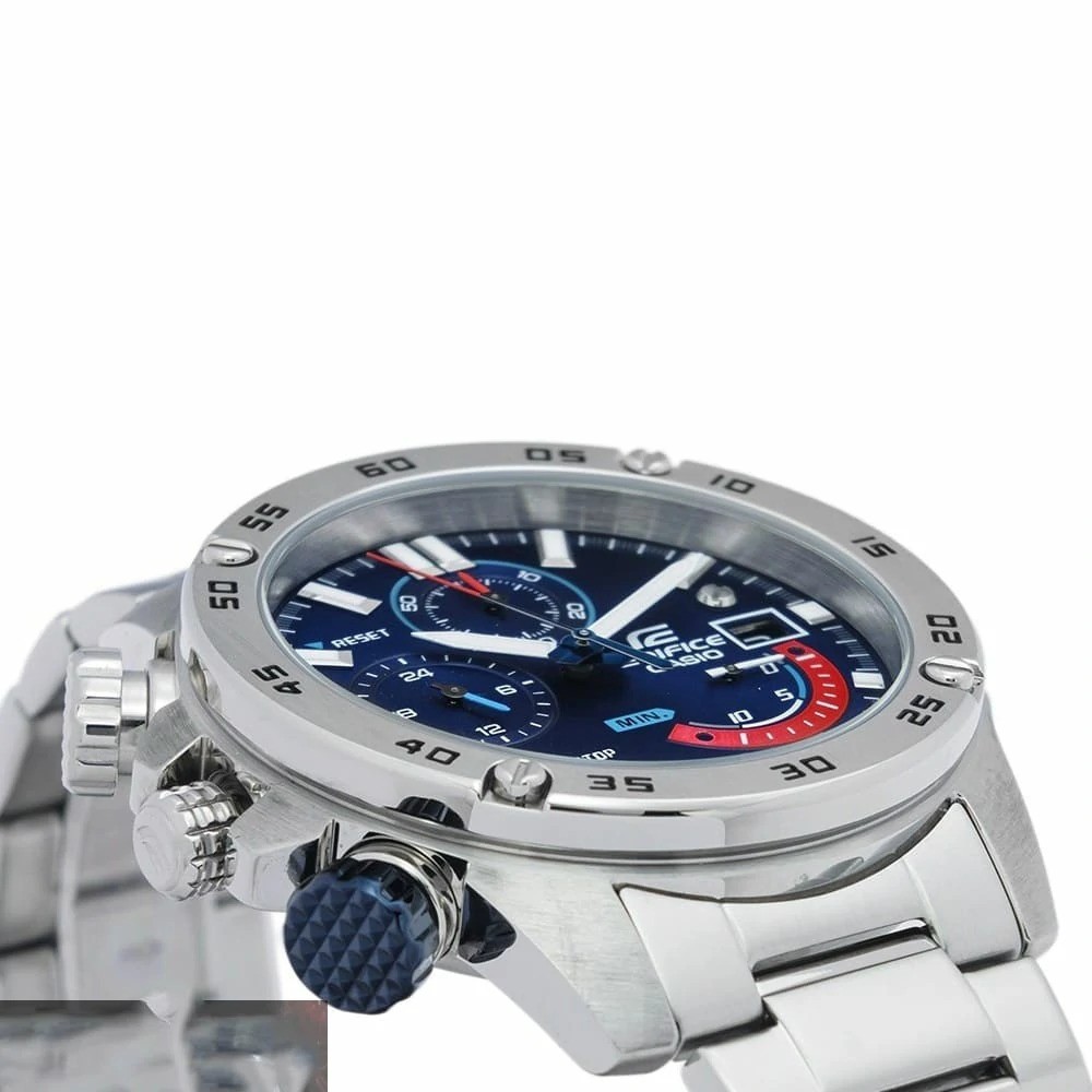 Casio Edifice Chronograph Men’s Watch Blue Dial Silver Stainless Steel WR100M