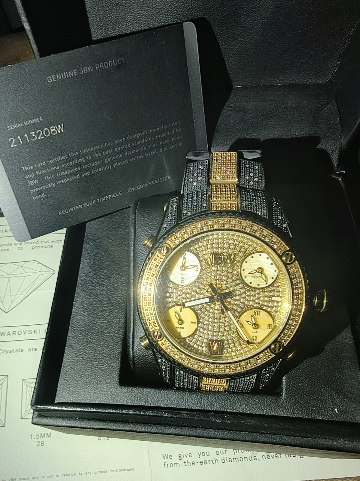 JBW Jet Setter JB-6213-D Diamond Accent Gold & Black Men’s Quartz Watch