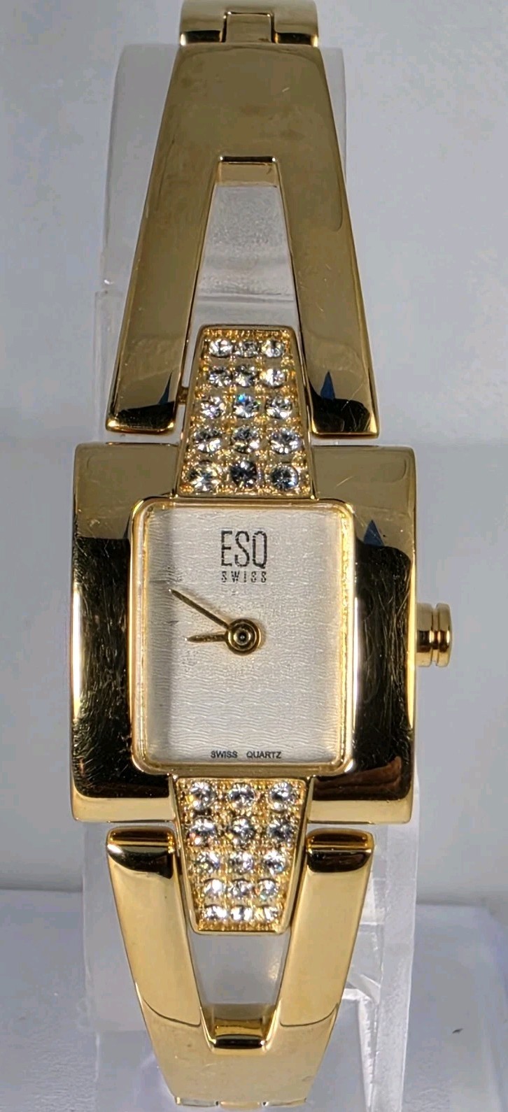 ESQ SWISS WOMEN’S STAINLESSS STEEL BACK WATER RESISTAN GOLD TONE CRYSTAL BEZEL