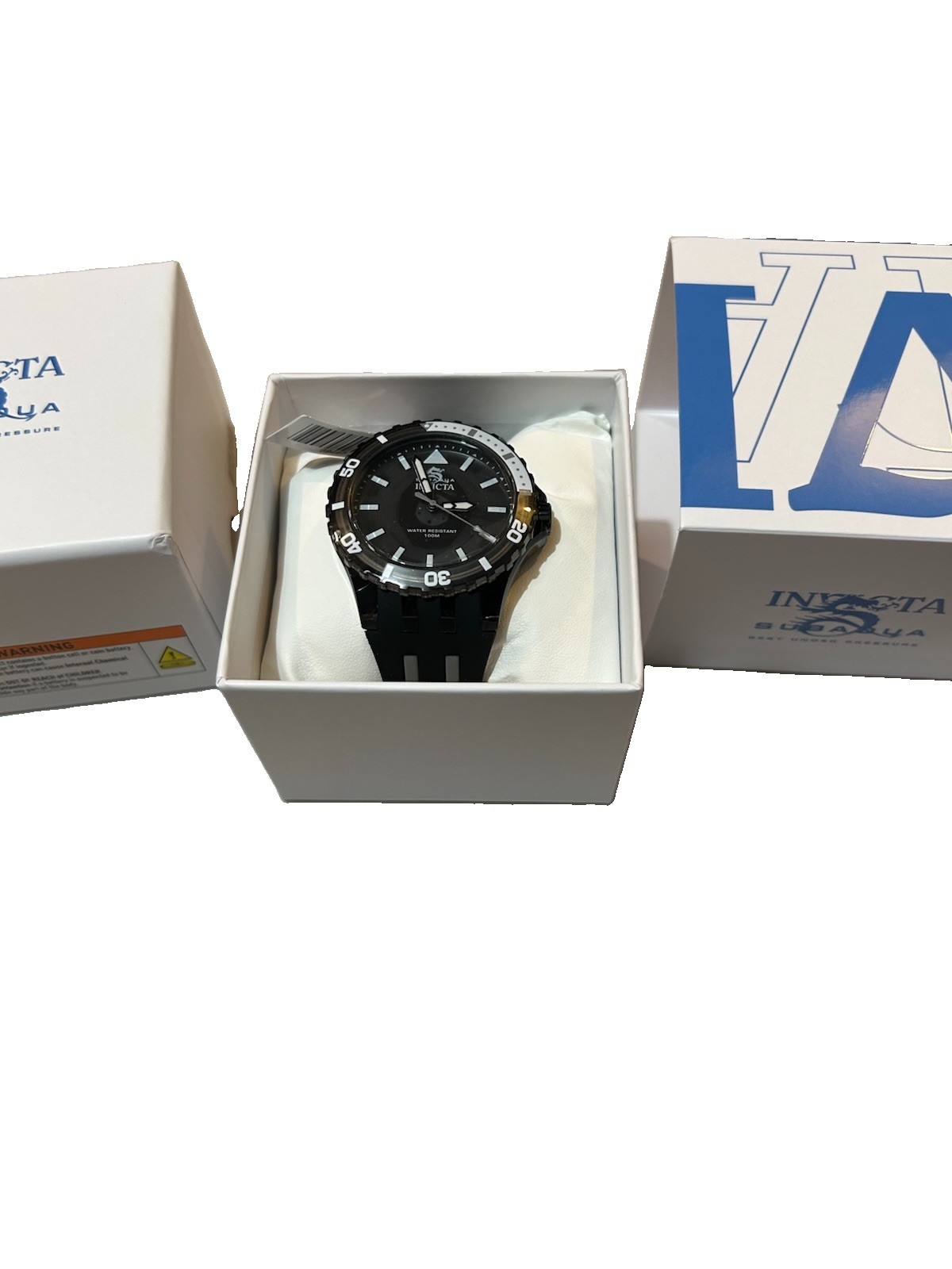 Invicta Subaqua Men’s 50mm Black Dial Quartz Diver Watch 100m Rubber Box