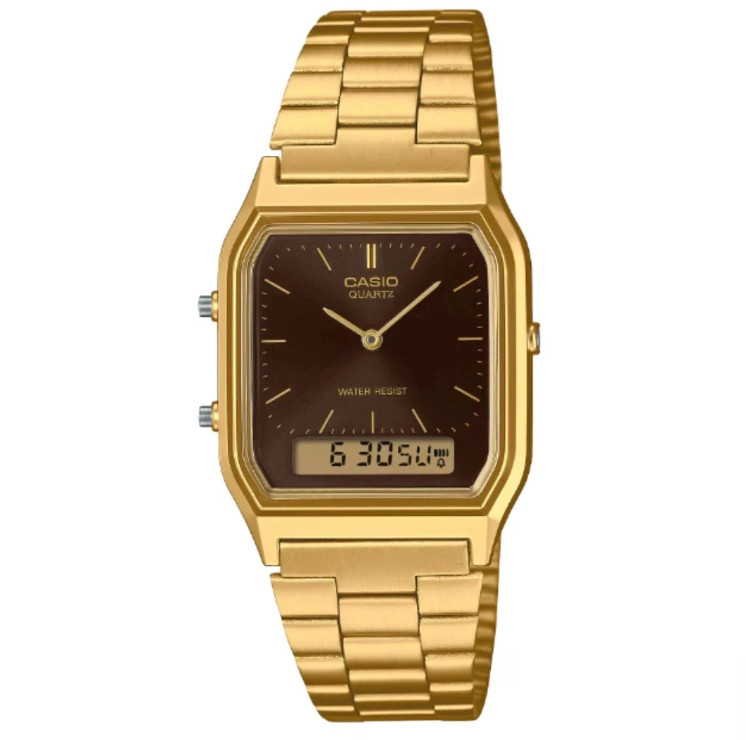 Casio AQ230GA-5A Men’s Ana-Digi Dual Time Stainless Steel Gold Tone Unisex Watch