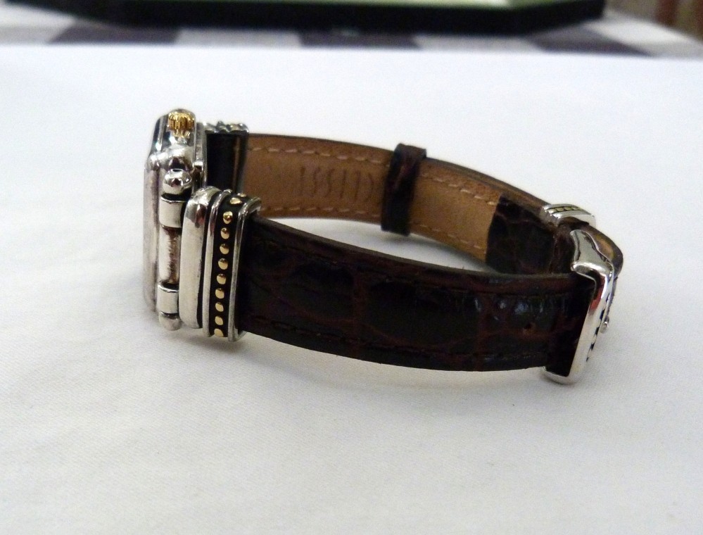 ECCLISSI SOLID STERLING SILVER TURQUOISE DIAL LEATHER BAND #22490 SR626SW WATCH