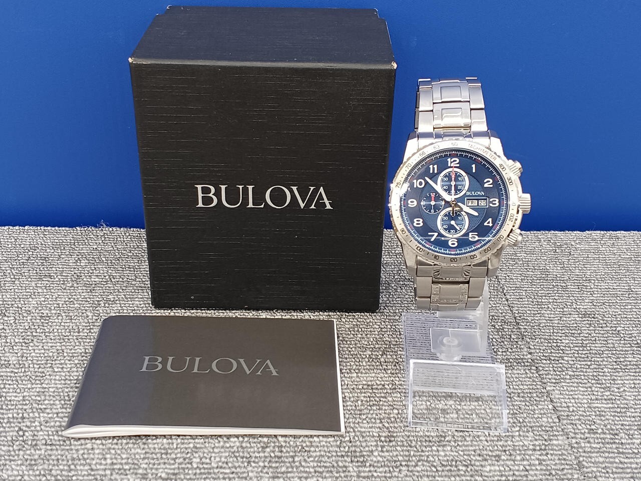 BULOVA Marine Star Watch Quartz Men’s Blue Dial Round 96C121 Used From Japan