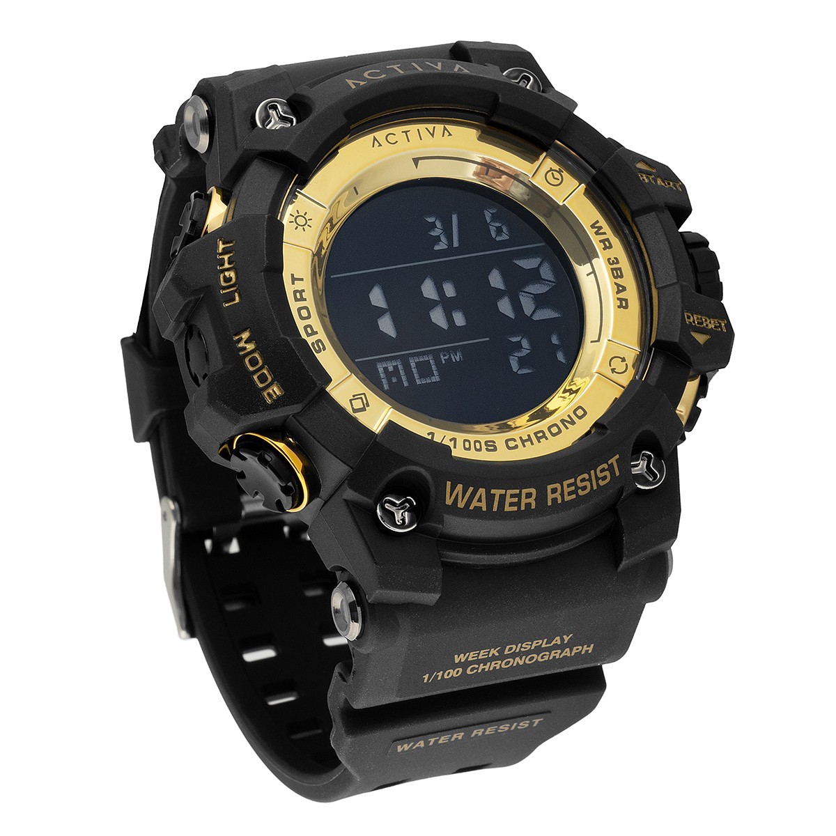 Activa Sync X Invicta Men’s 50mm Digital Sport Watch Black Gold – NEW