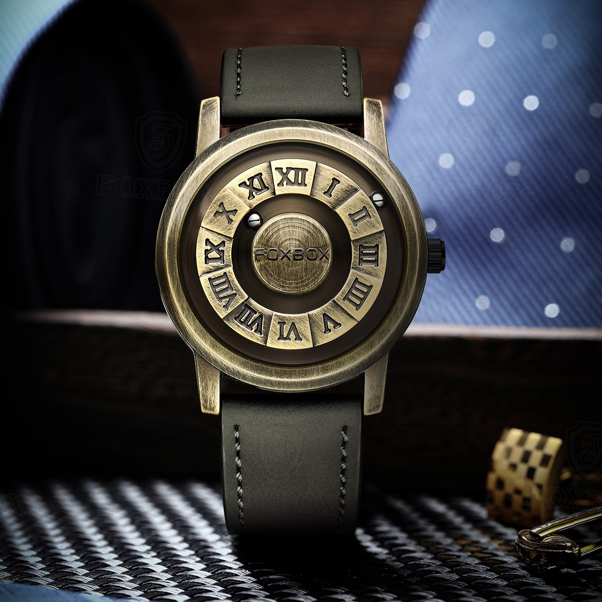 LIGE FOXBOX Men Watches Quartz Scrolling Bead Magne Waterproof Cool Wristwatch