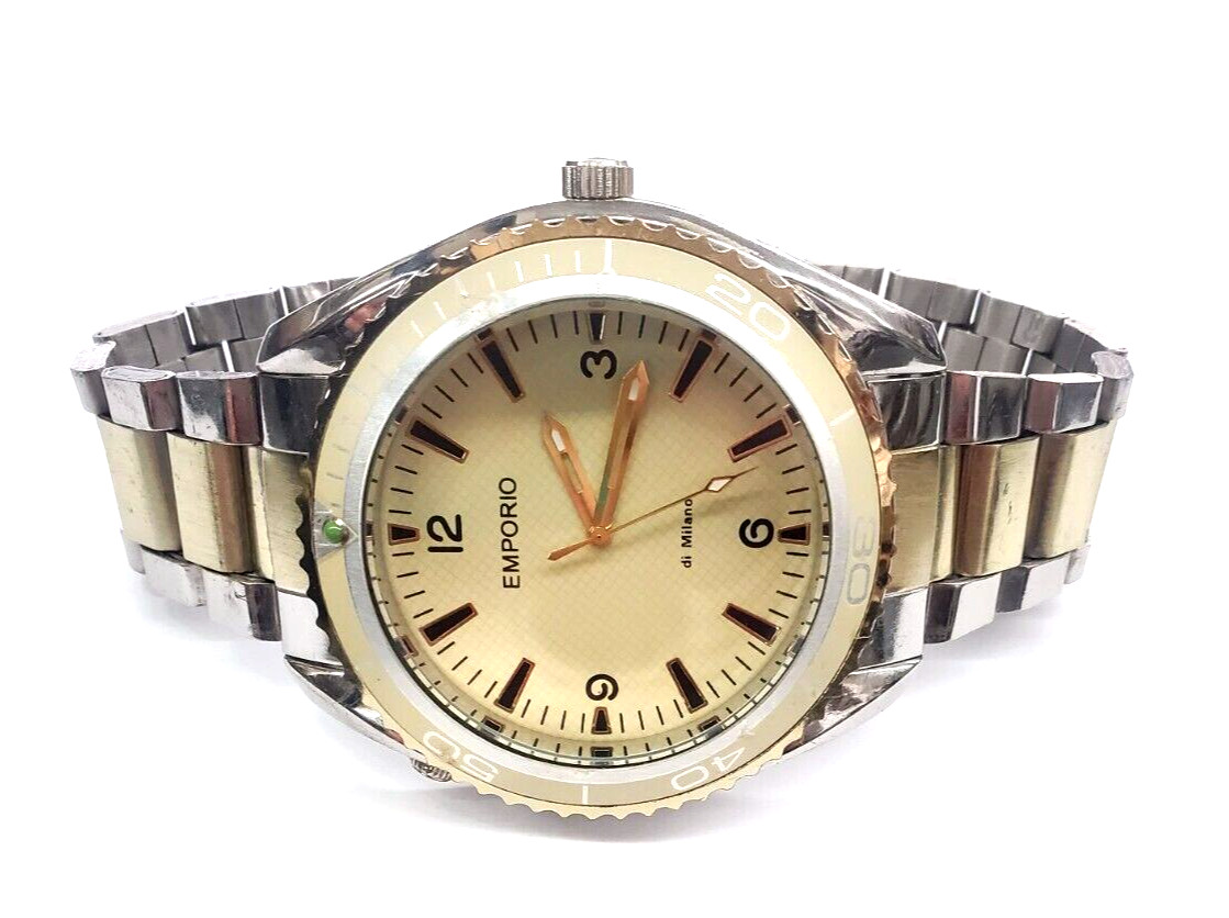 Empori Di Milano 3773M 2-Tone WR Unidirectional Rotating Bezel Watch -AS IS-