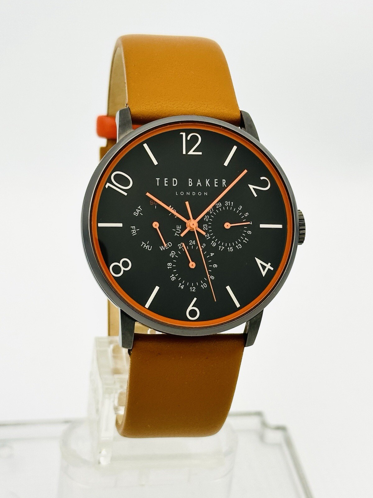 Ted Baker TE10023490 ‘SMART CASUAL’ Multifunction Black Case Brown Strap Watch