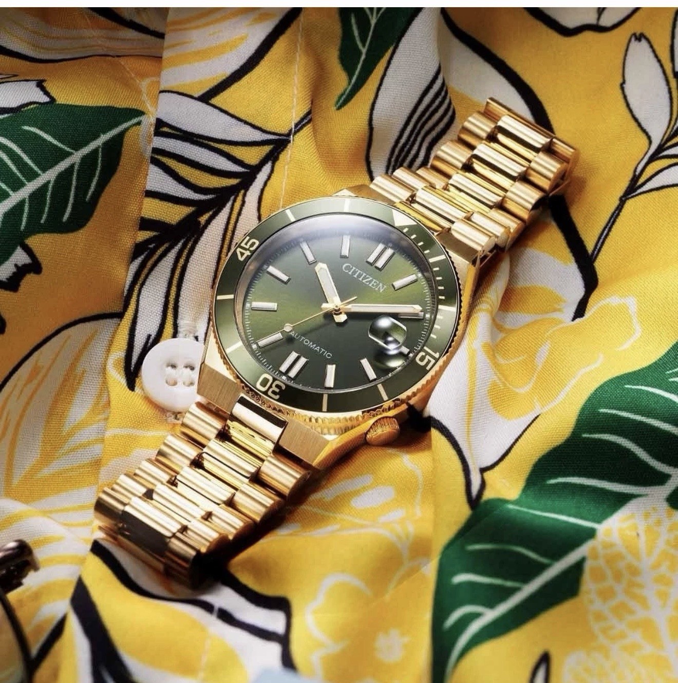 NWT Citizen Tsuyosa Shore Automatic | Green Dial & Gold-Tone | NJ0232-53X