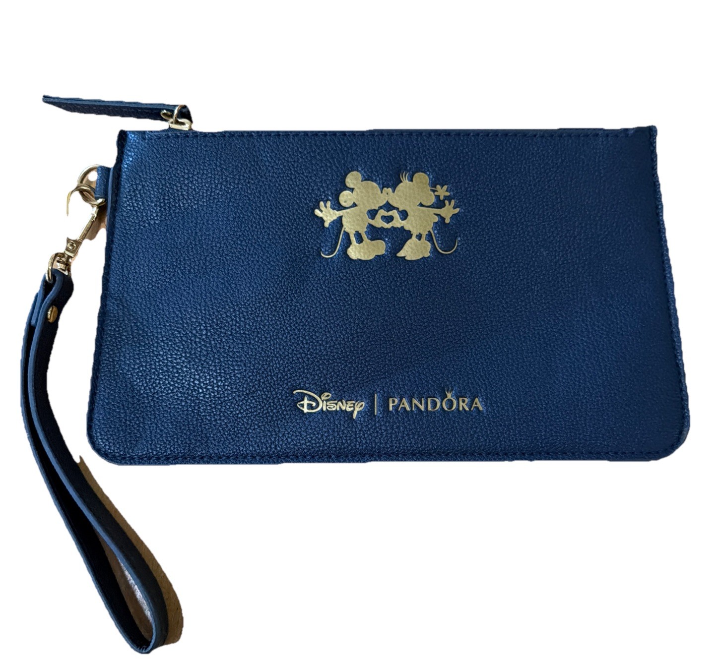 Pandora Disney Mickey Minnie Limited Edition Wristlet Clutch Bag Navy Blue Gold!