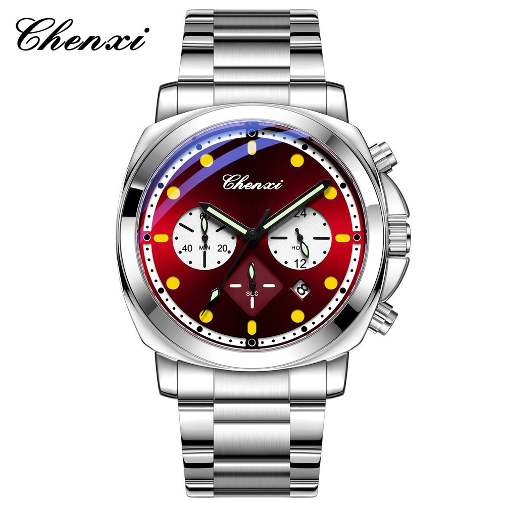 CHENXI Men Quartz Watch Chronograph Wristwatch 24Hours Weekday Boy Sport Watches