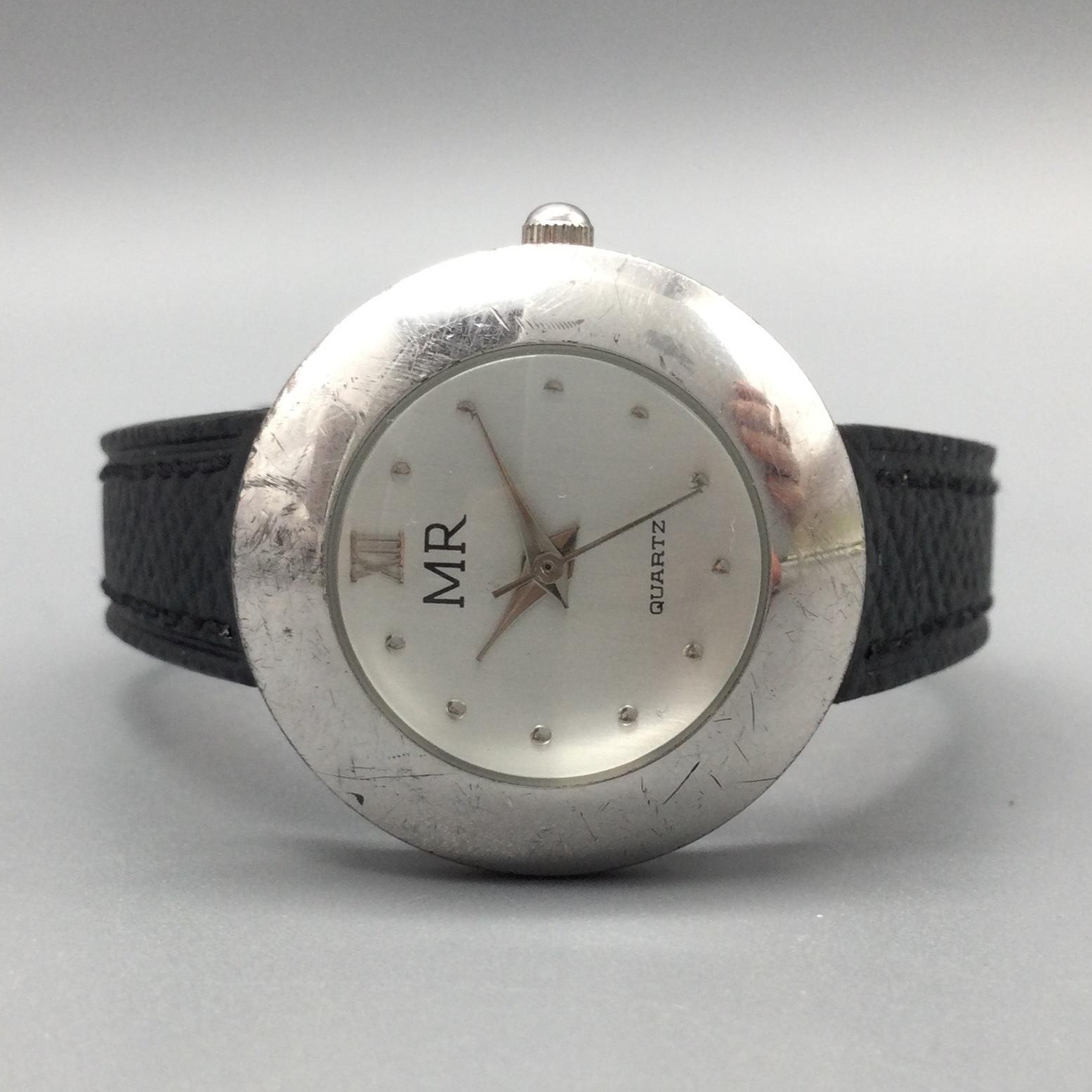 Melissa Rivers Sterling Silver Womens Watch 26mm New Battery Leather Band