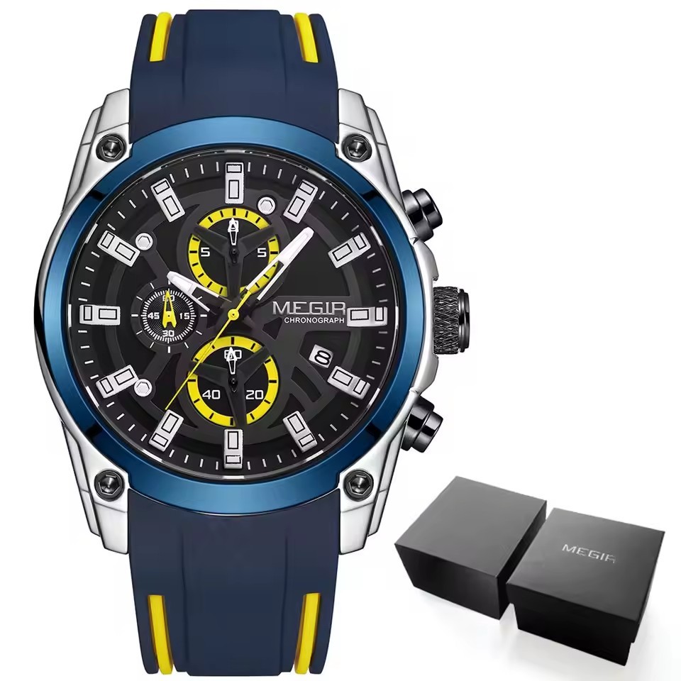 Luxury Top Brand Military Sport Waterproof Blue Silicone Strap Men’s Watch