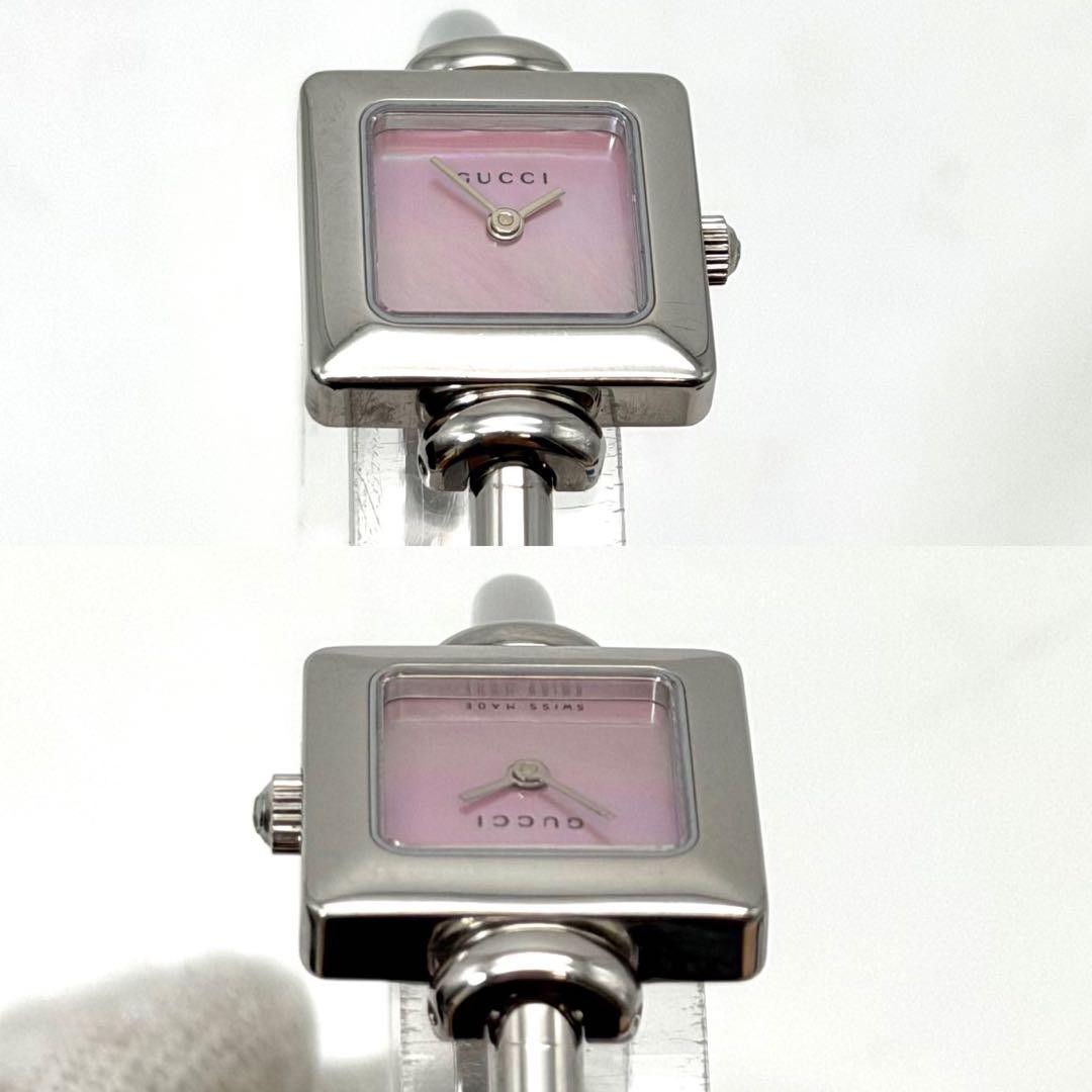 Gucci 1900L Pink Shell Square Bangle Watch Japan Quartz Working 0713265