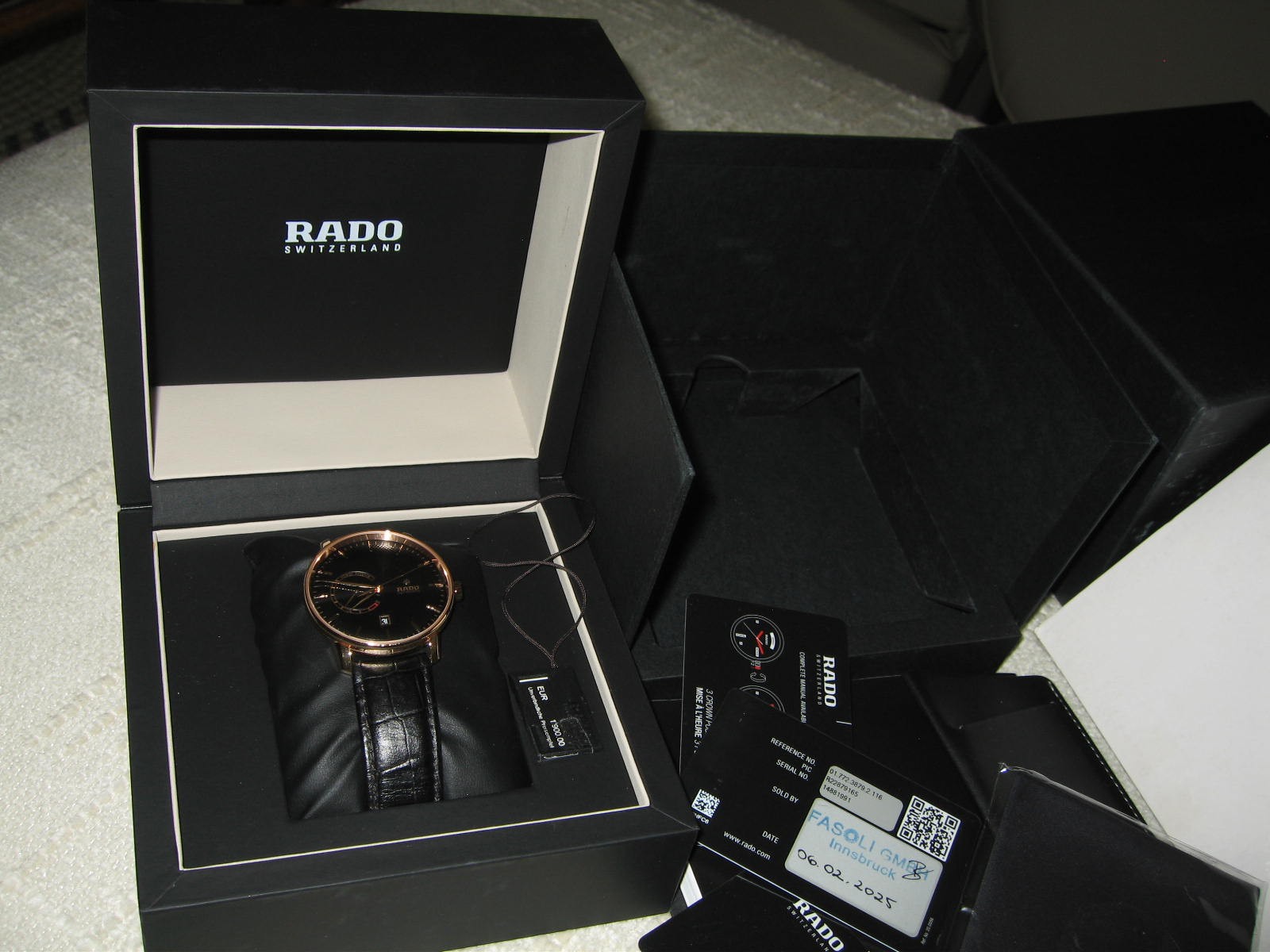 RADO Coupole Classic Automatic Power Reserve Black Dial Rose Gold 41mm Men Watch