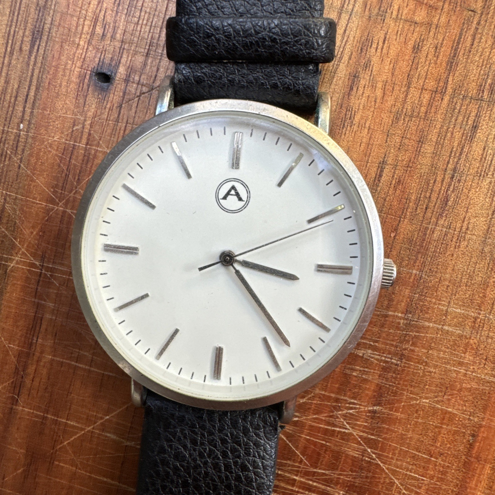 Alba by Akribos White Dial Leather Men’s Watch 1033SS