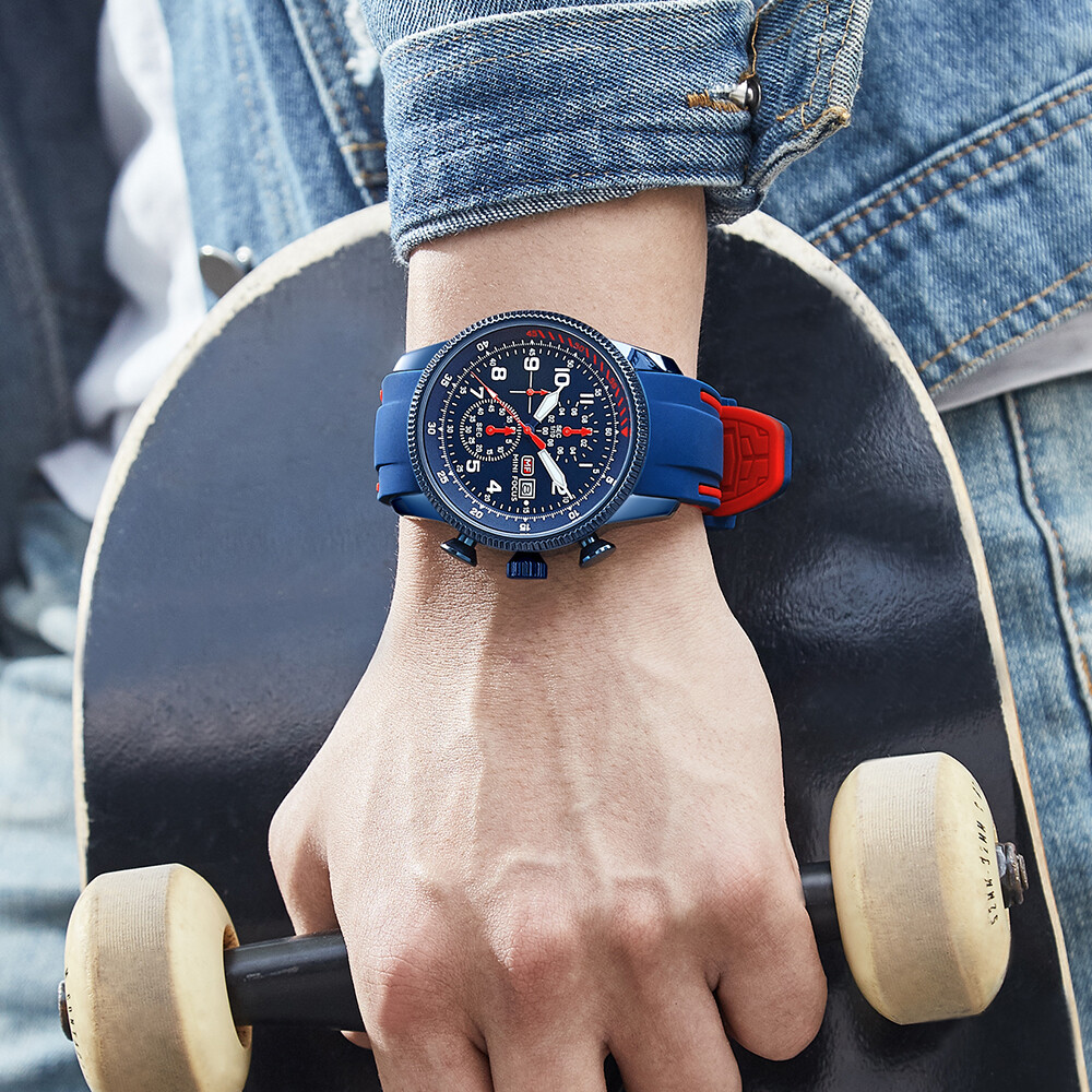 MINI FOCUS Men Quartz Watch Chronograph Wristwatch Luminous Silicone Males Watch