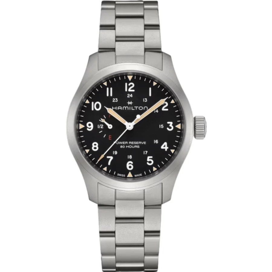 New Hamilton Khaki Field Mechanical Power Reserve Black Men’s Watch H69509130