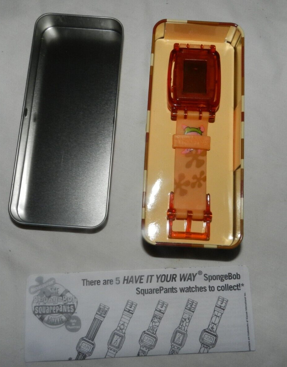 NEW Rare Sponge Bob Patrick Digital Watch In The Original Tin Case. Never Used