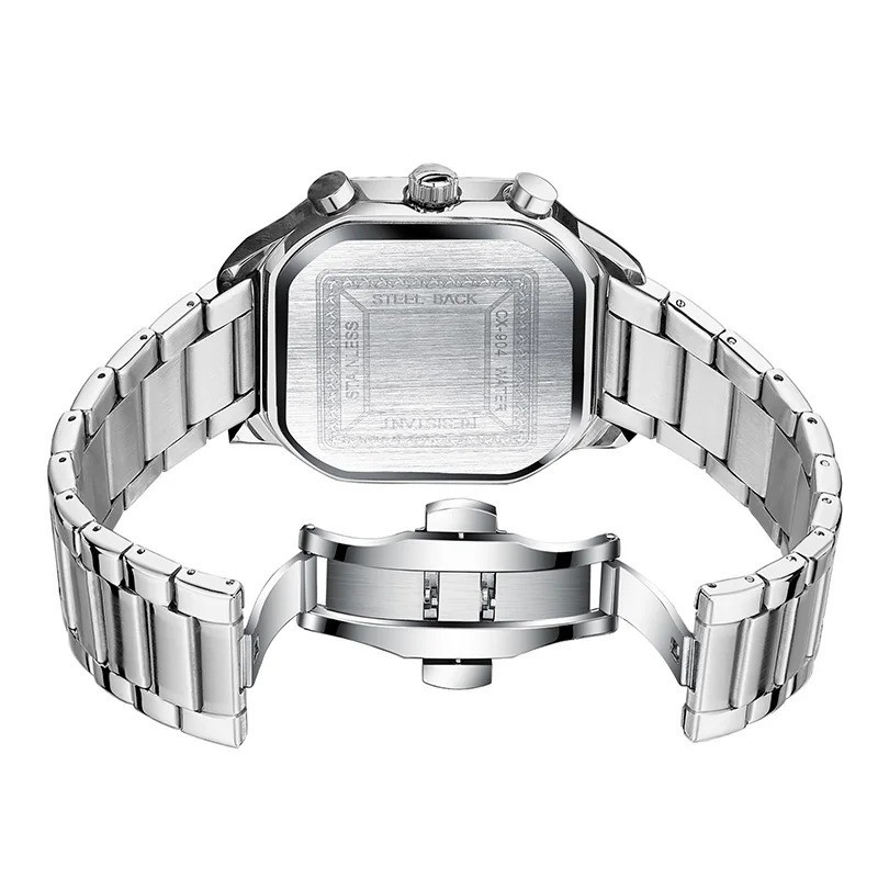 CHENXI Men Quartz Chronograph Watch Stainless Steel Luminous Waterproof