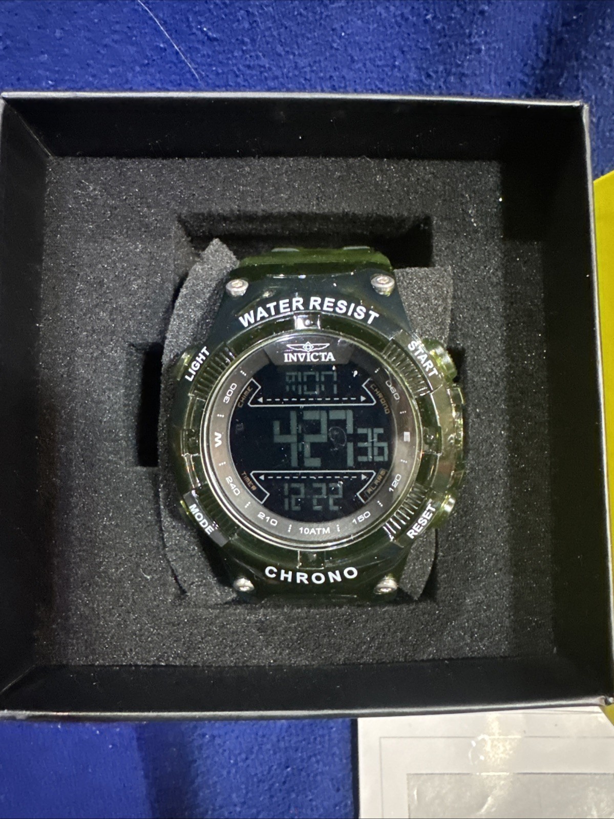 NEW Invicta Racing Burnout Digital Watch – 52mm, Transparent, Dark Green 49049