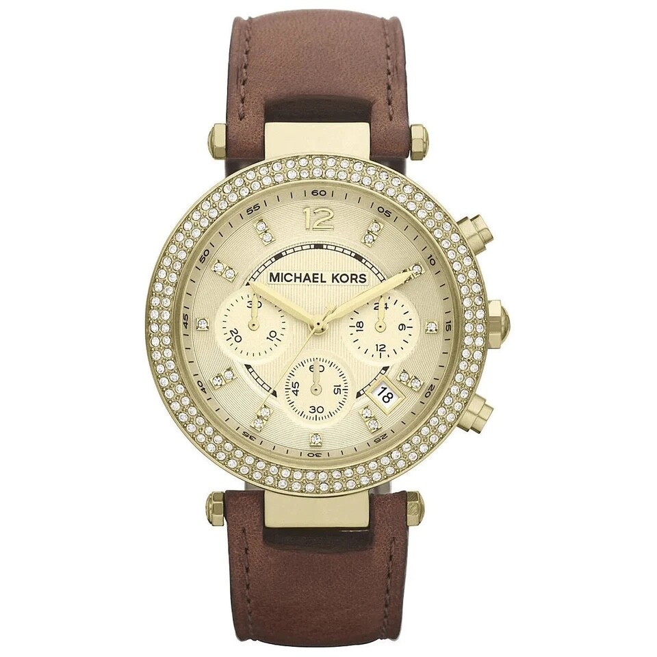 Michael Kors Gold Tone Dial Leather Band Chronograph MK2249 UK
