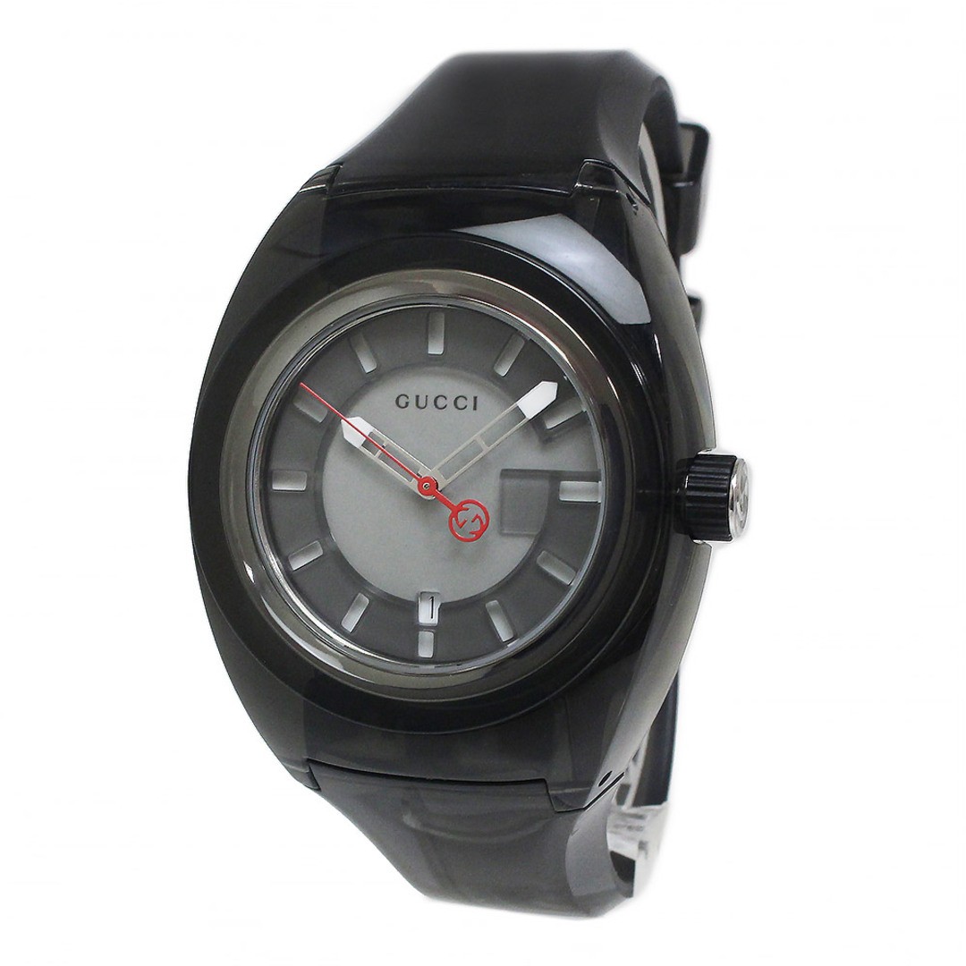 Gucci Sync XXL Quartz Watch Rubber Black Grey 137.1 Box From Japan