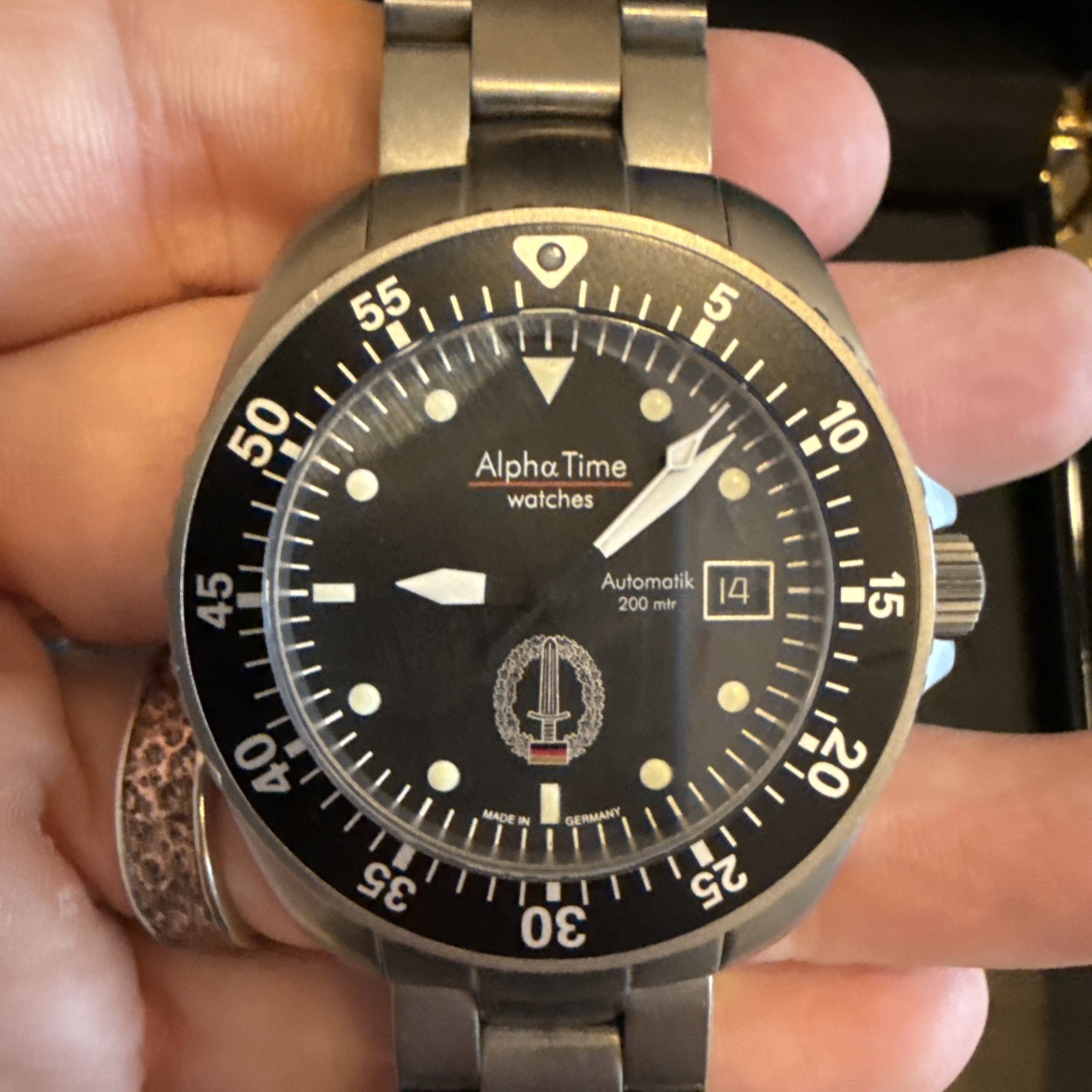 AlphaTime Mission Timer Titanium Dive Watch Fricker Case Made In Germany RARE