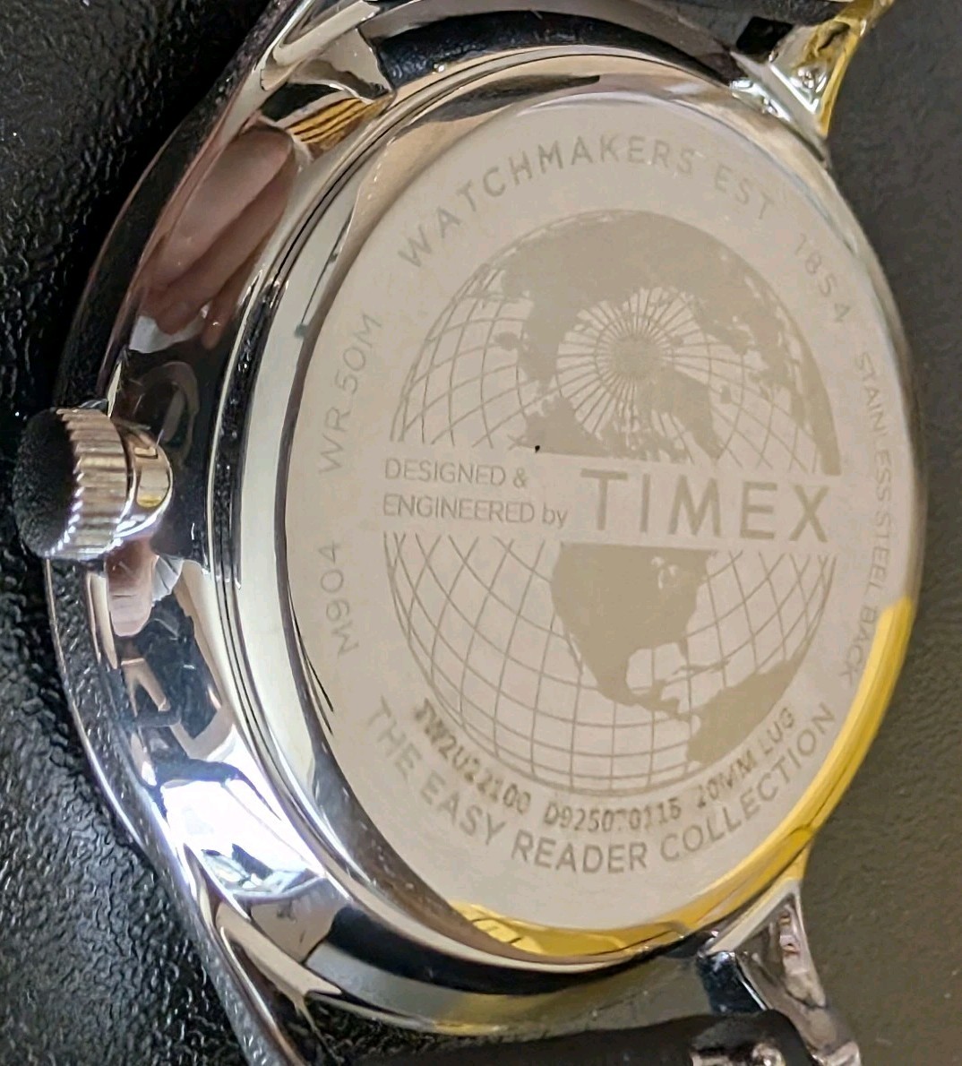 Timex Easy Reader Gen 1 Quartz 40mm Watch – White Dial & Black Leather, Indiglo