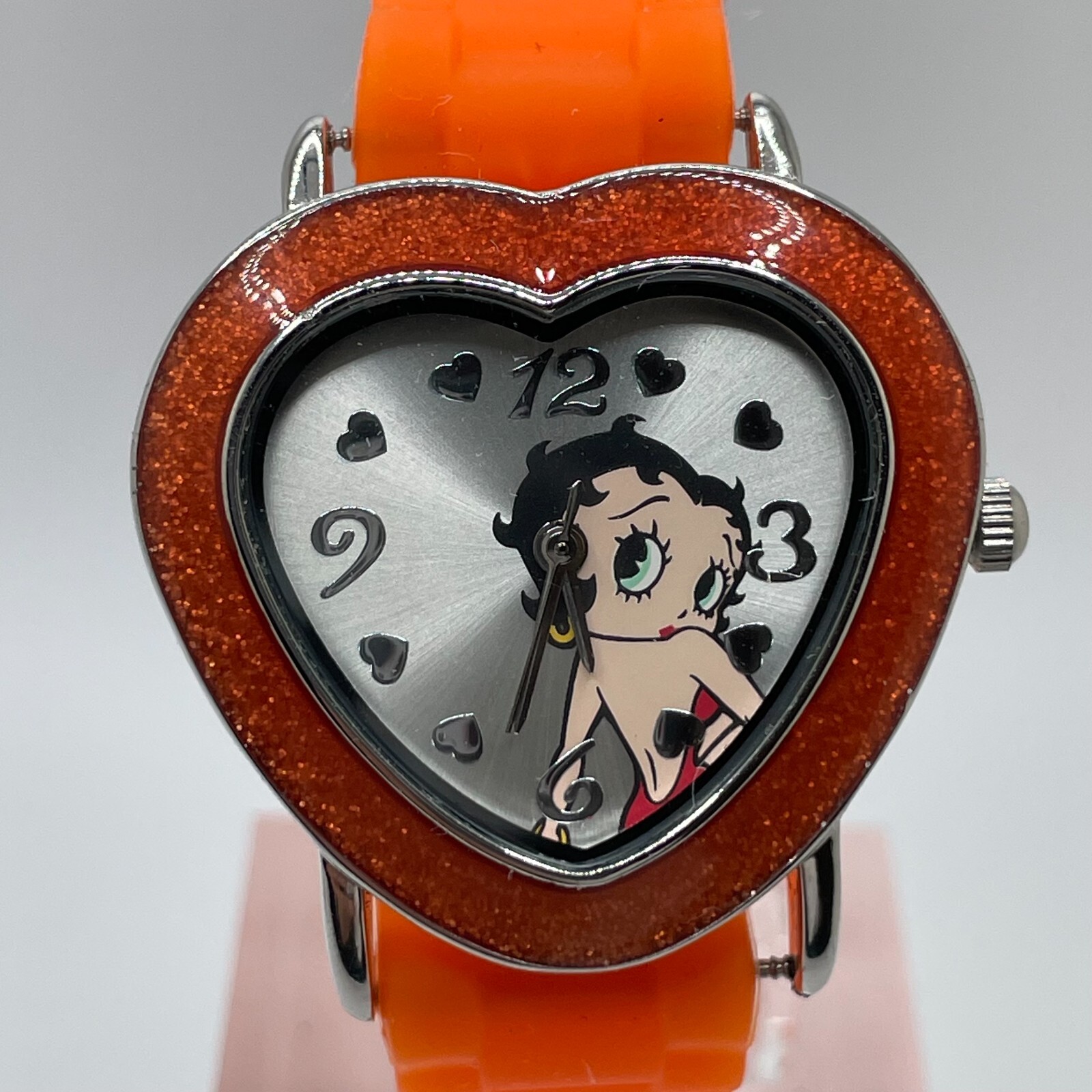 Betty Boop Watch Womens 36mm Case Orange Bezel One Piece Strap Quartz Analog