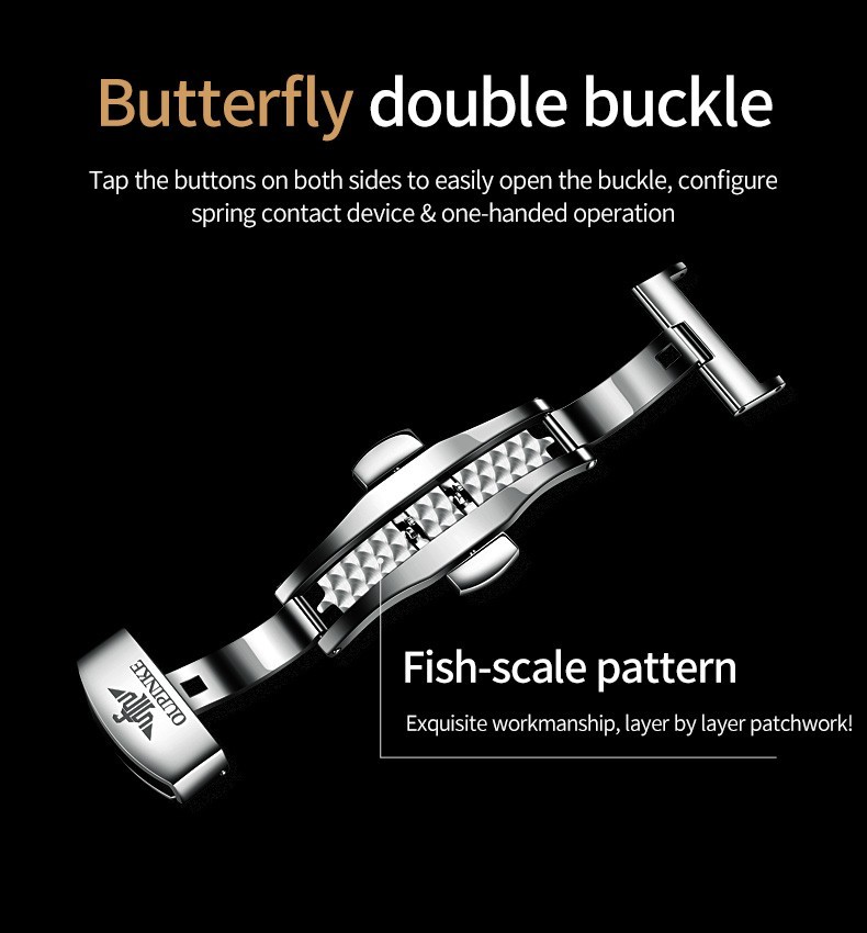 Automatic Mechanical Watch Waterproof Moon Phase Luxury Men Men’s Strap